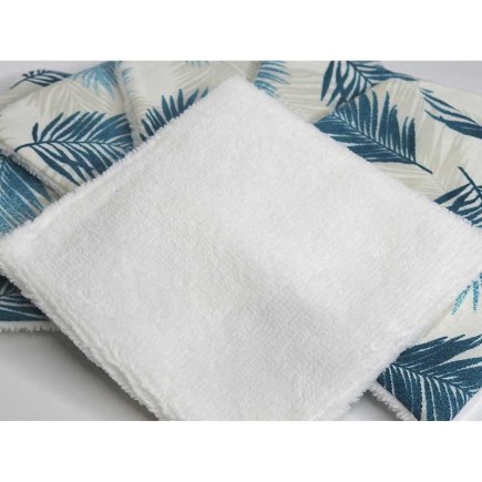 Pochon + 5 lingettes feuillage bleu