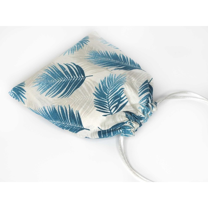 Pochon + 5 lingettes feuillage bleu Pochon + 5 lingettes feuillage bleu