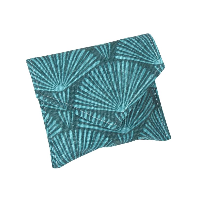 Pochette à savon - éventail bleu vert Pochette à savon - éventail bleu vert